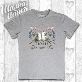 Прикольные футболки: Голуби Акварель